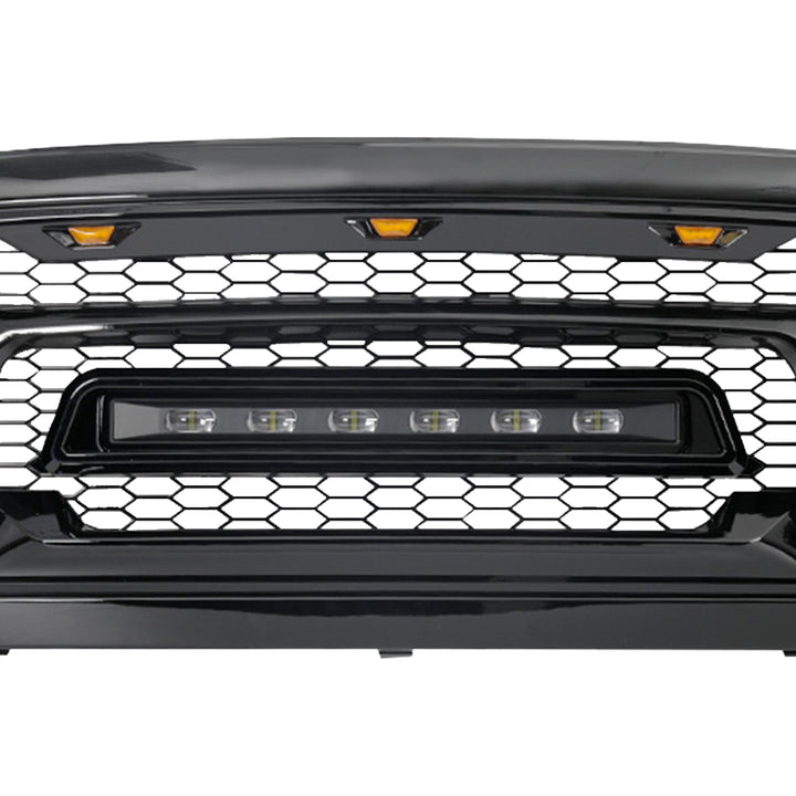 AMERICAN MODIFIED Front Armor Grille w/ Off Road Lights for 13-18 Dodge Ram 1500