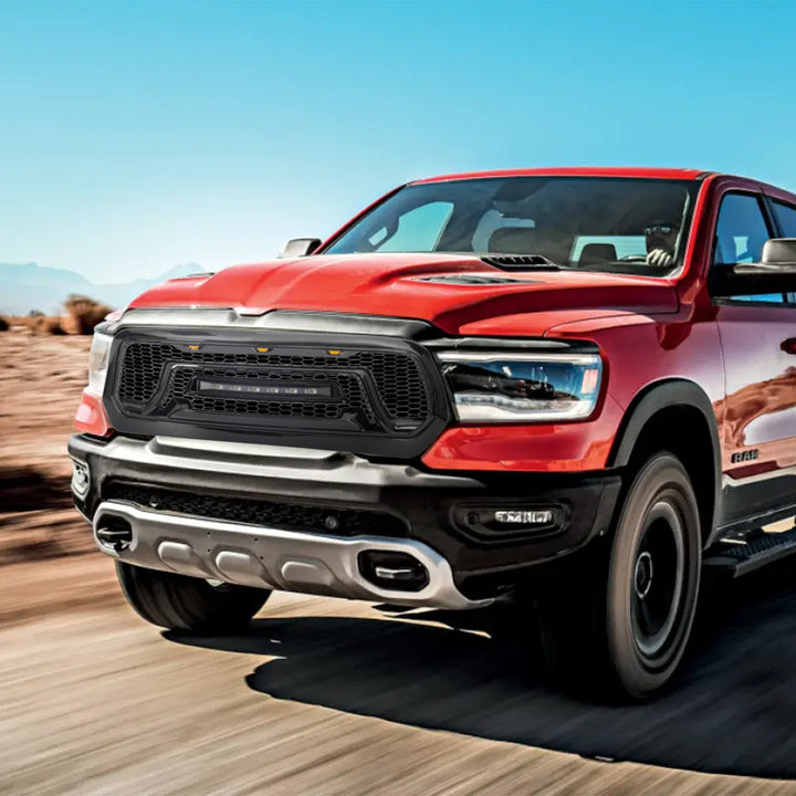 AMERICAN MODIFIED Front Armor Grille w/ Off Road Lights for 13-18 Dodge Ram 1500 - VMInnovations