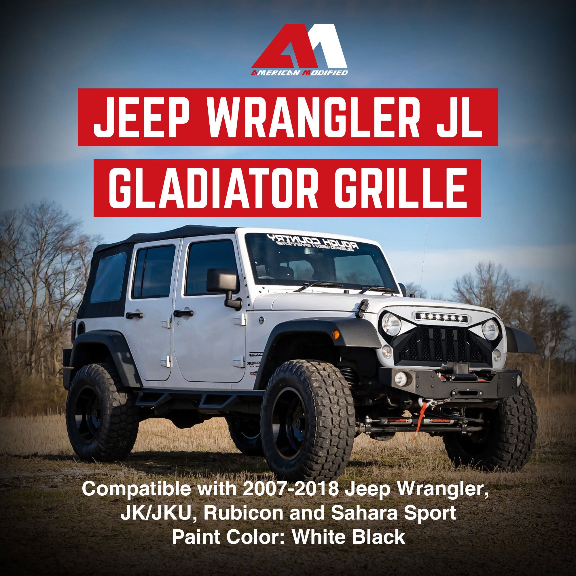 American Modified Gladiator Grille Compatible w/07-18 Jeep Wrangler JK(Open Box) - VMInnovations