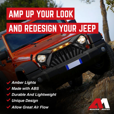 American Modified Grille Compatible with 07-18 Wrangler JK w/Lights (For Parts) - VMInnovations