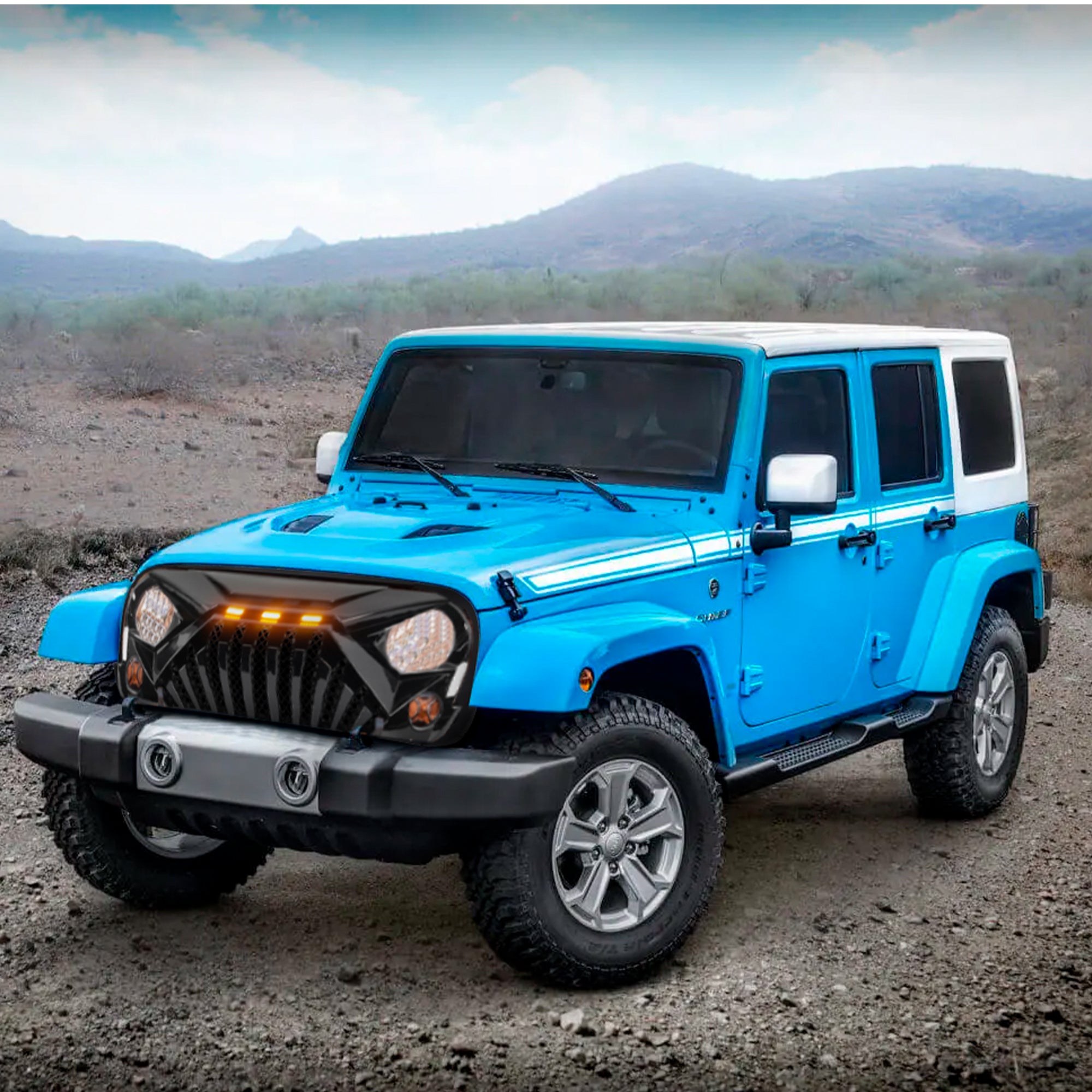 American Modified Grille Compatible with 07-18 Wrangler JK w/Lights (For Parts) - VMInnovations