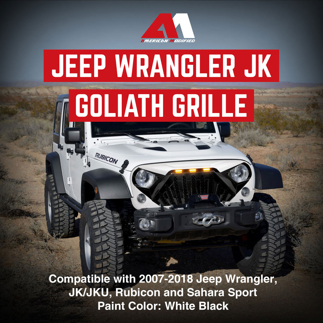 American Modified Goliath Grille Compatible with 2007-2018 Jeep Wrangler JK