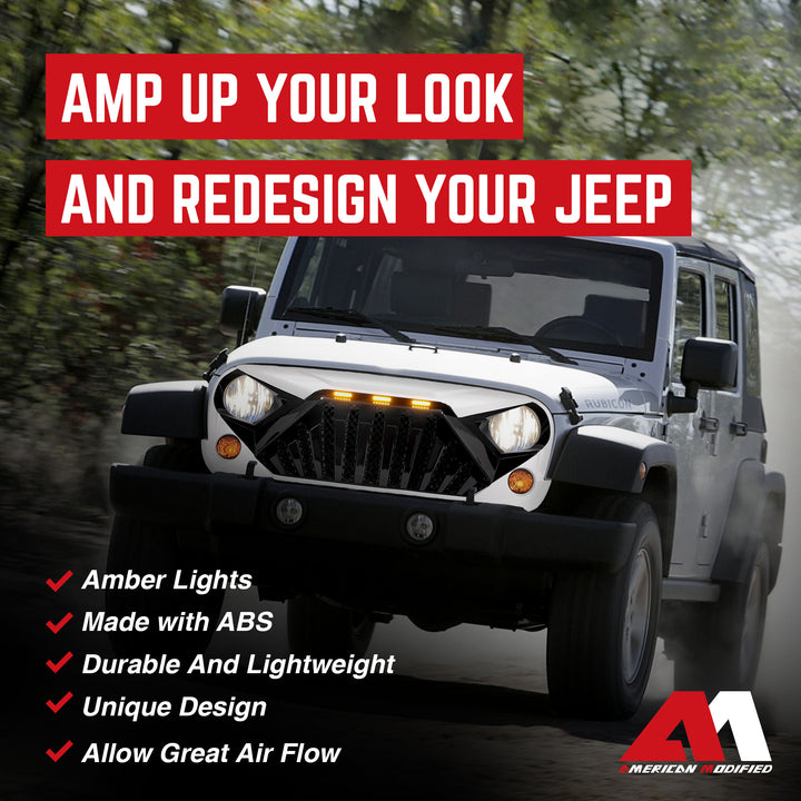 American Modified Goliath Grille Compatible w/07-18 Jeep Wrangler JK (Open Box)