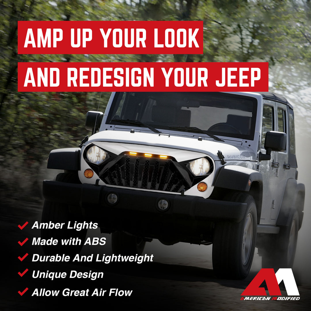American Modified Goliath Grille Compatible w/07-18 Jeep Wrangler JK (Open Box)
