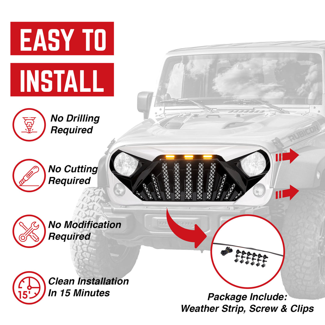 American Modified Goliath Grille Compatible w/07-18 Jeep Wrangler JK (Open Box)