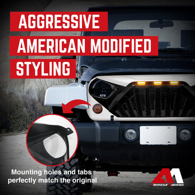 American Modified Goliath Grille Compatible with 2007-2018 Jeep Wrangler JK