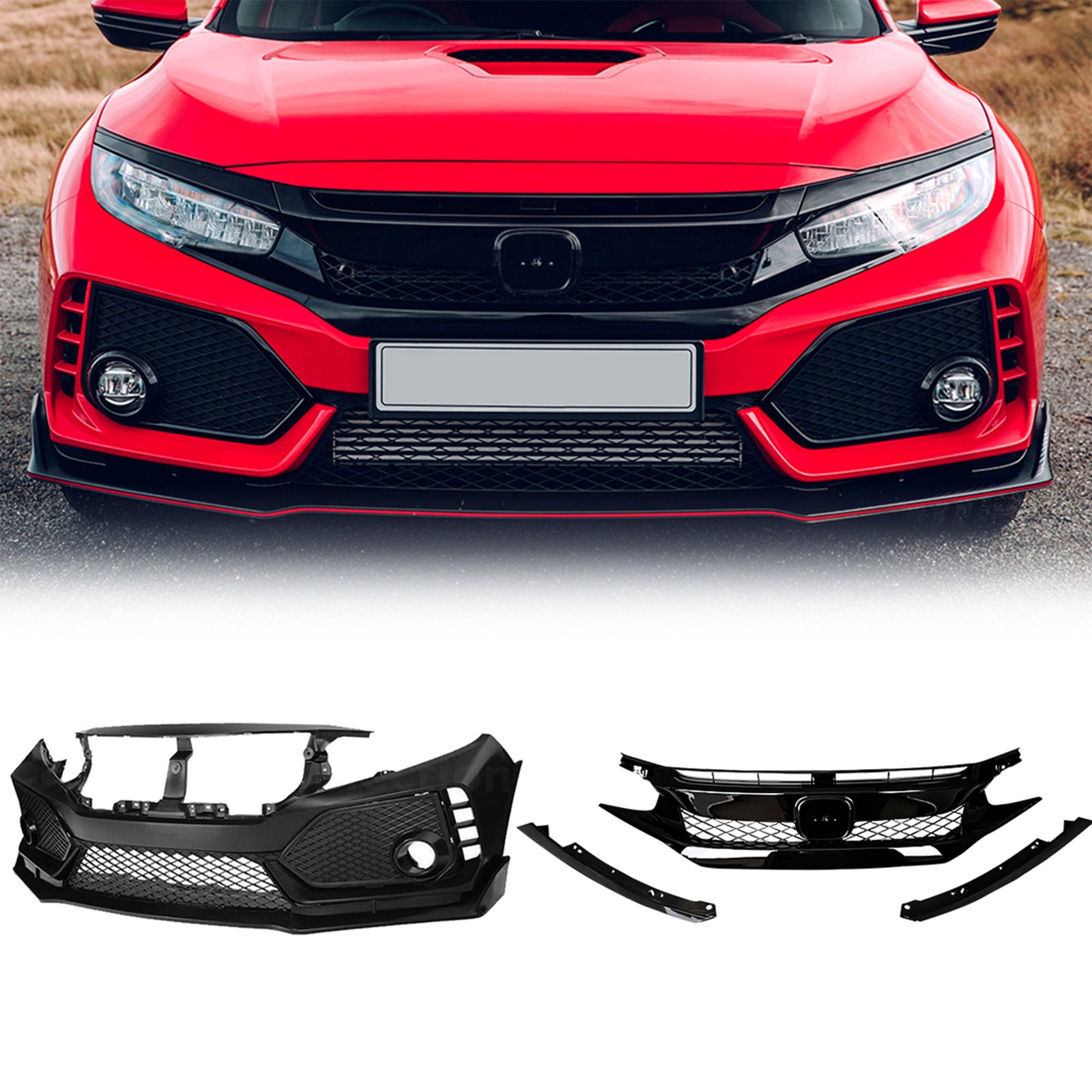 AMERICAN MODIFIED Type R Style Conversion Front Bumper for 2016-2019 Honda Civic - VMInnovations