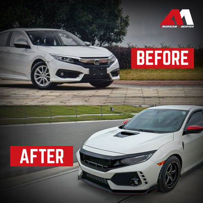 AMERICAN MODIFIED R Style Conversion Front Bumper Sport for 16-19 Honda Civic - VMInnovations