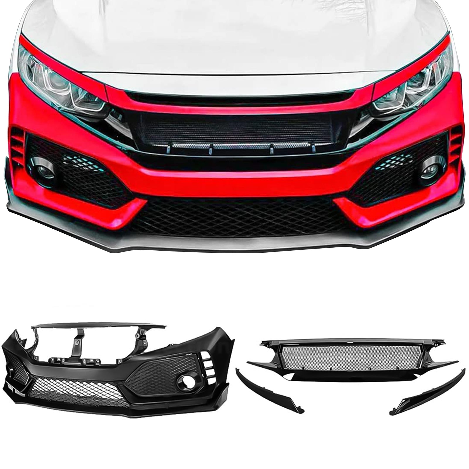 AMERICAN MODIFIED R Style Conversion Front Bumper Sport for 16-19 Honda Civic - VMInnovations