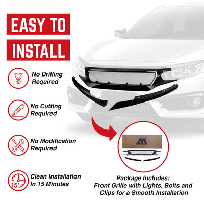 AMERICAN MODIFIED Sports Grille,  '16-'21 Honda Civic/Sedan/Hatchback/FK8(Used) - VMInnovations