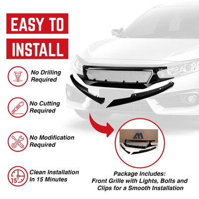 AMERICAN MODIFIED Sports Grille,  '16-'21 Honda Civic/Sedan/Hatchback/FK8(Used) - VMInnovations