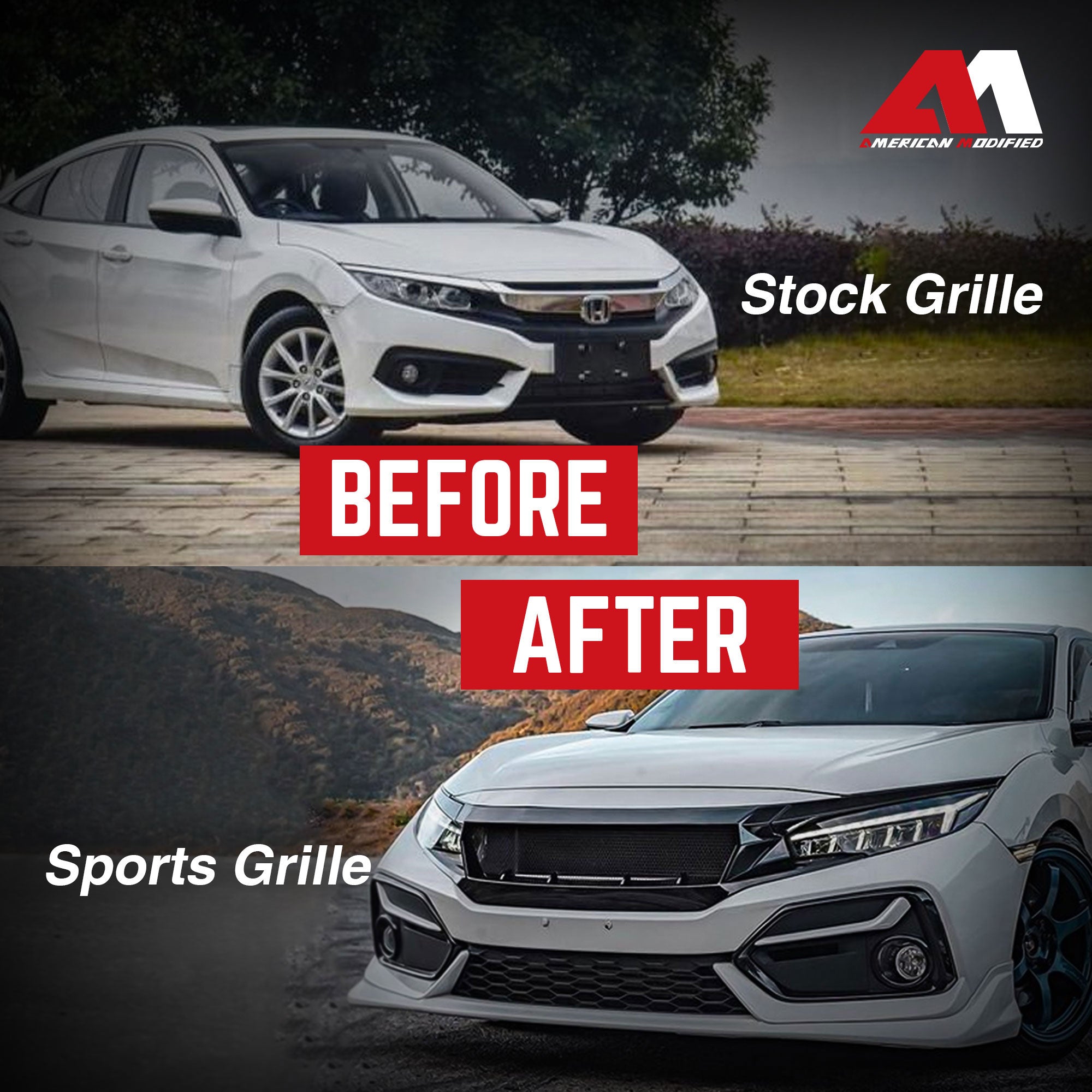 AMERICAN MODIFIED Sports Grille,  '16-'21 Honda Civic/Sedan/Hatchback/FK8(Used) - VMInnovations