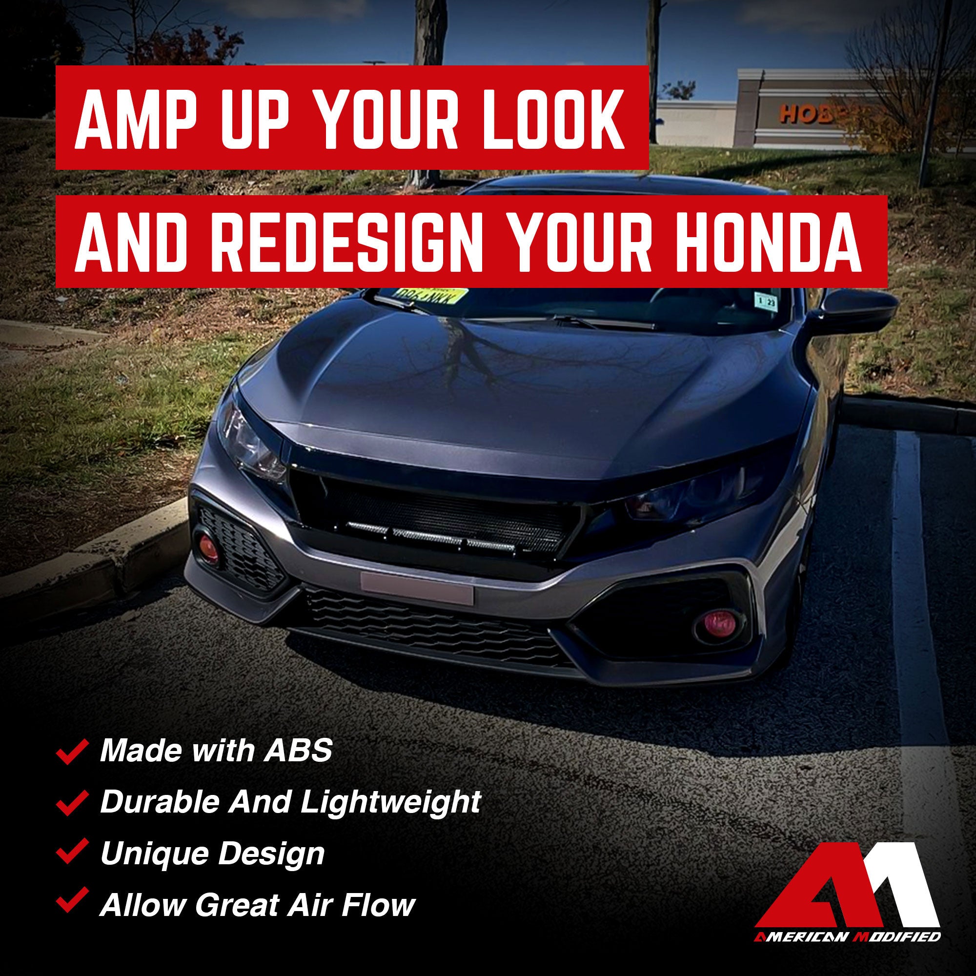 AMERICAN MODIFIED Sports Grille,  '16-'21 Honda Civic/Sedan/Hatchback/FK8(Used) - VMInnovations