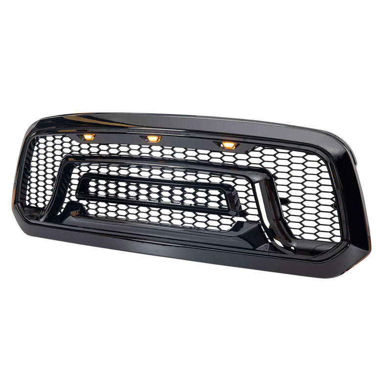 AMERICAN MODIFIED Front Armor Grille w/Amber Lights for 2013-2018 Dodge Ram 1500