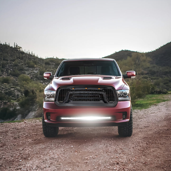 AMERICAN MODIFIED Armor Grille w/Amber Lights for 13-18 Dodge Ram 1500(Open Box)