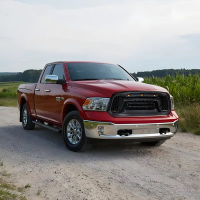 AMERICAN MODIFIED Front Armor Grille w/Amber Lights for 2013-2018 Dodge Ram 1500