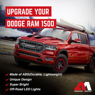 AMERICAN MODIFIED Grille w/Off Road Lights for 19-24 Dodge Ram 1500 (Open Box) - VMInnovations