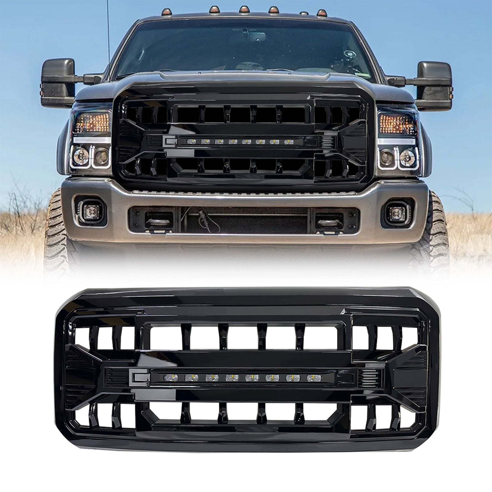 AMERICAN MODIFIED Armor Grille for '11-'16 Ford F250 w/Off Road Lights(Open Box) - VMInnovations