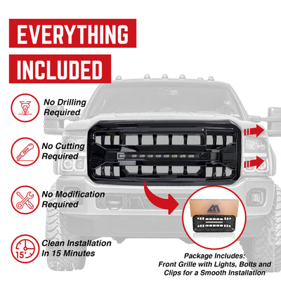 AMERICAN MODIFIED Armor Grille for '11-'16 Ford F250 w/Off Road Lights(Open Box) - VMInnovations