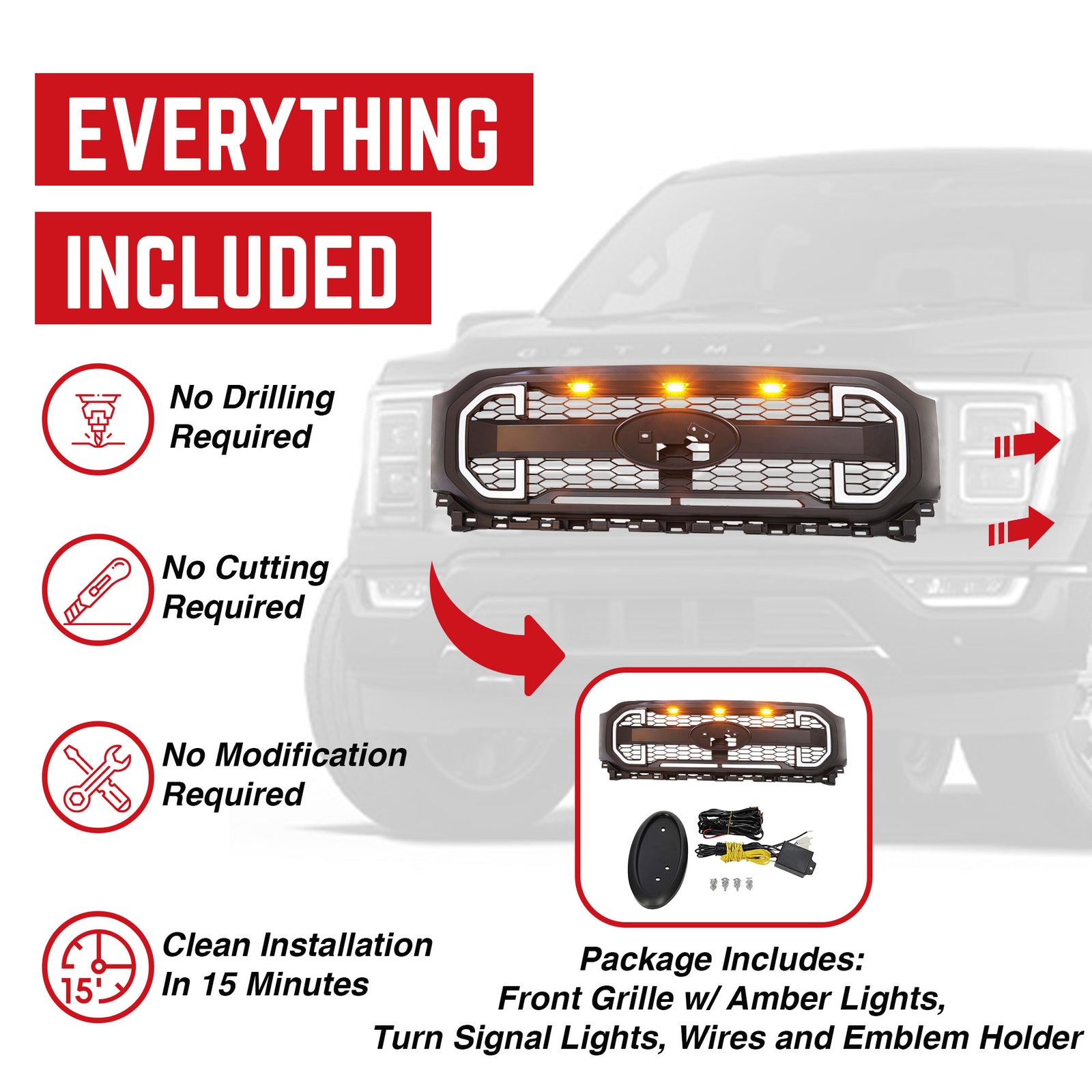 AMERICAN MODIFIED Raptor Mesh Grille Compatible w/21-23 Ford F150 (Open Box) - VMInnovations