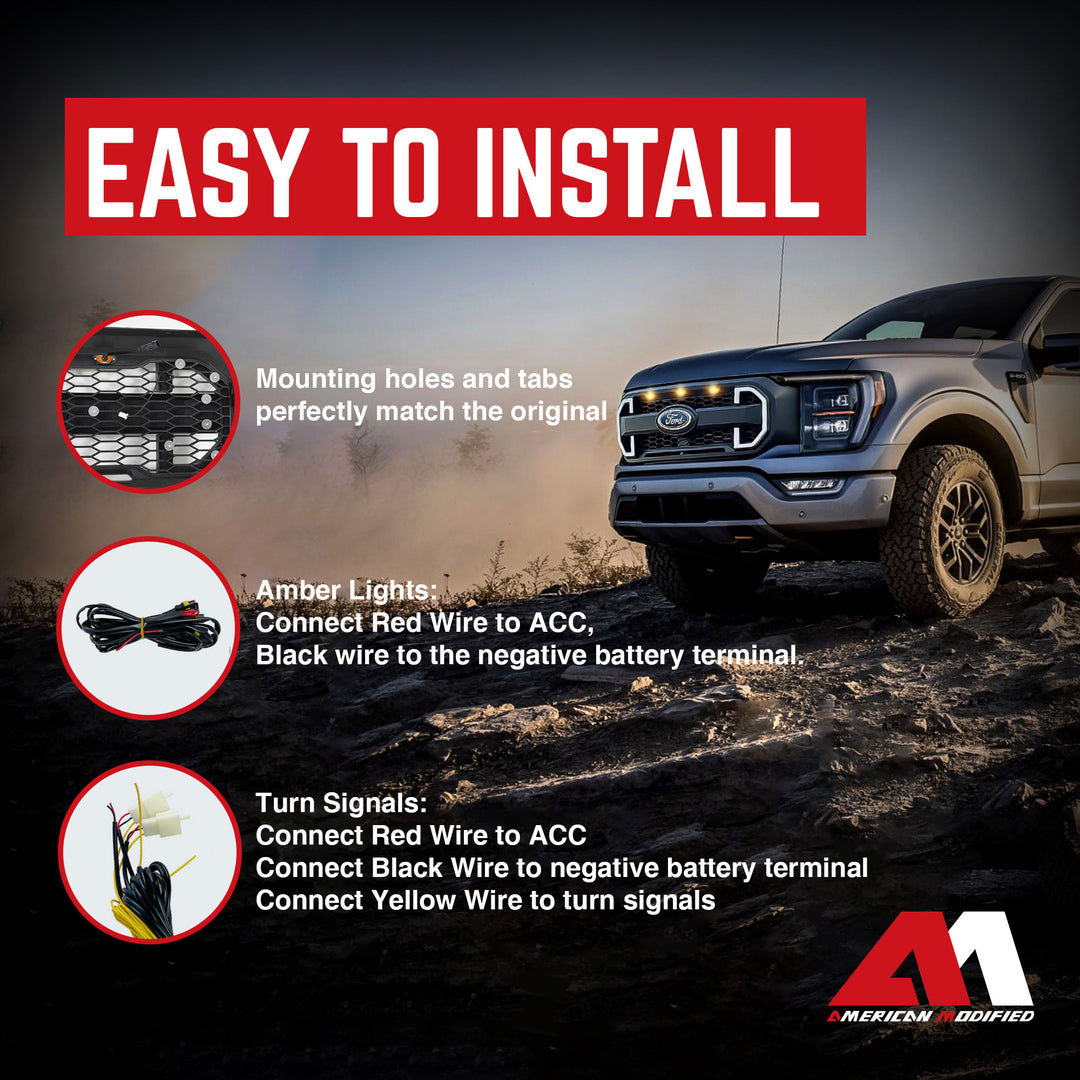 AMERICAN MODIFIED Raptor Style Mesh Grille Compatible with 2021-2023 Ford F150