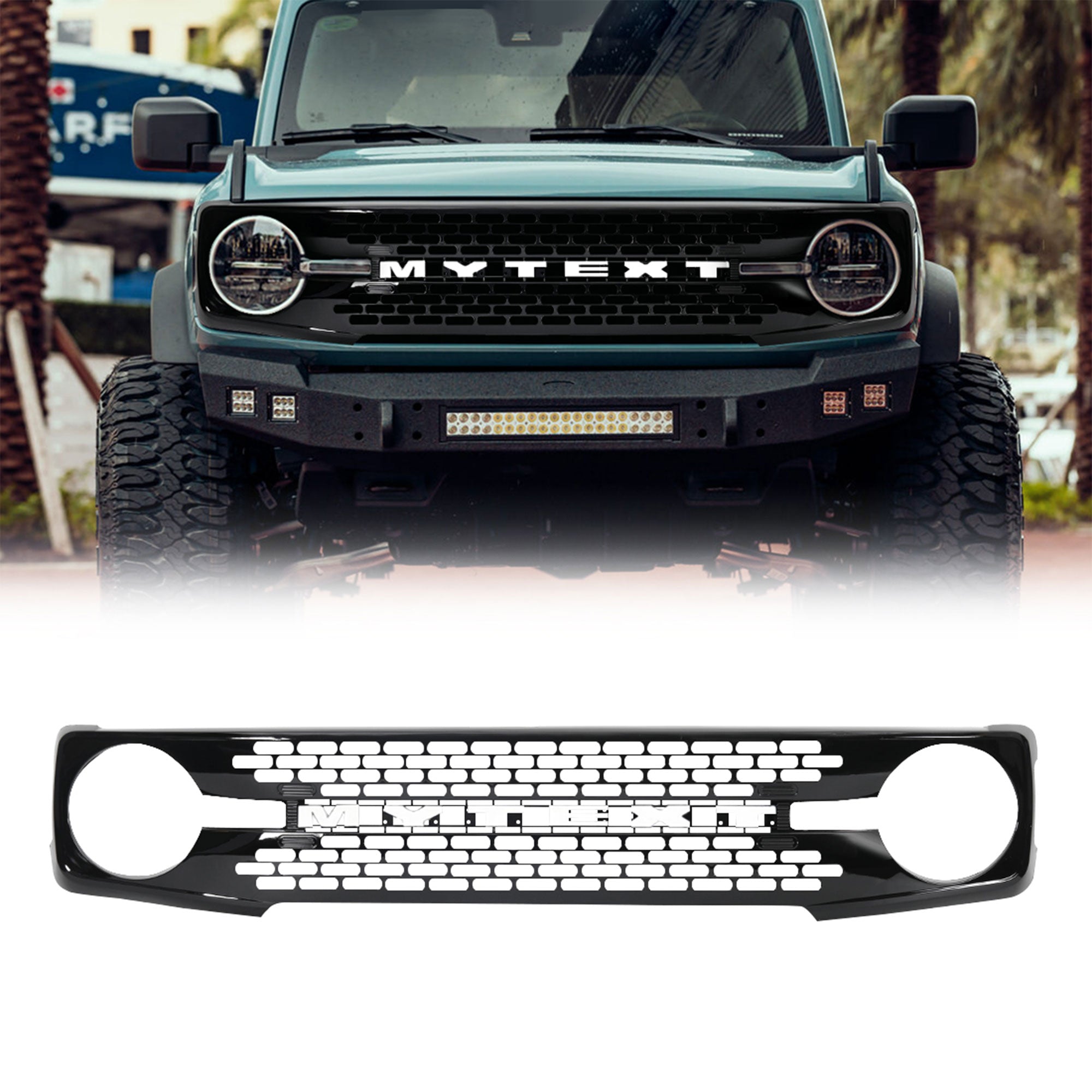 AMERICAN MODIFIED Grille w/DIY Letters for 21-23 Ford Bronco, Black (Open Box) - VMInnovations