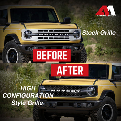 AMERICAN MODIFIED Grille w/DIY Letters for 21-23 Ford Bronco, Black (Open Box)