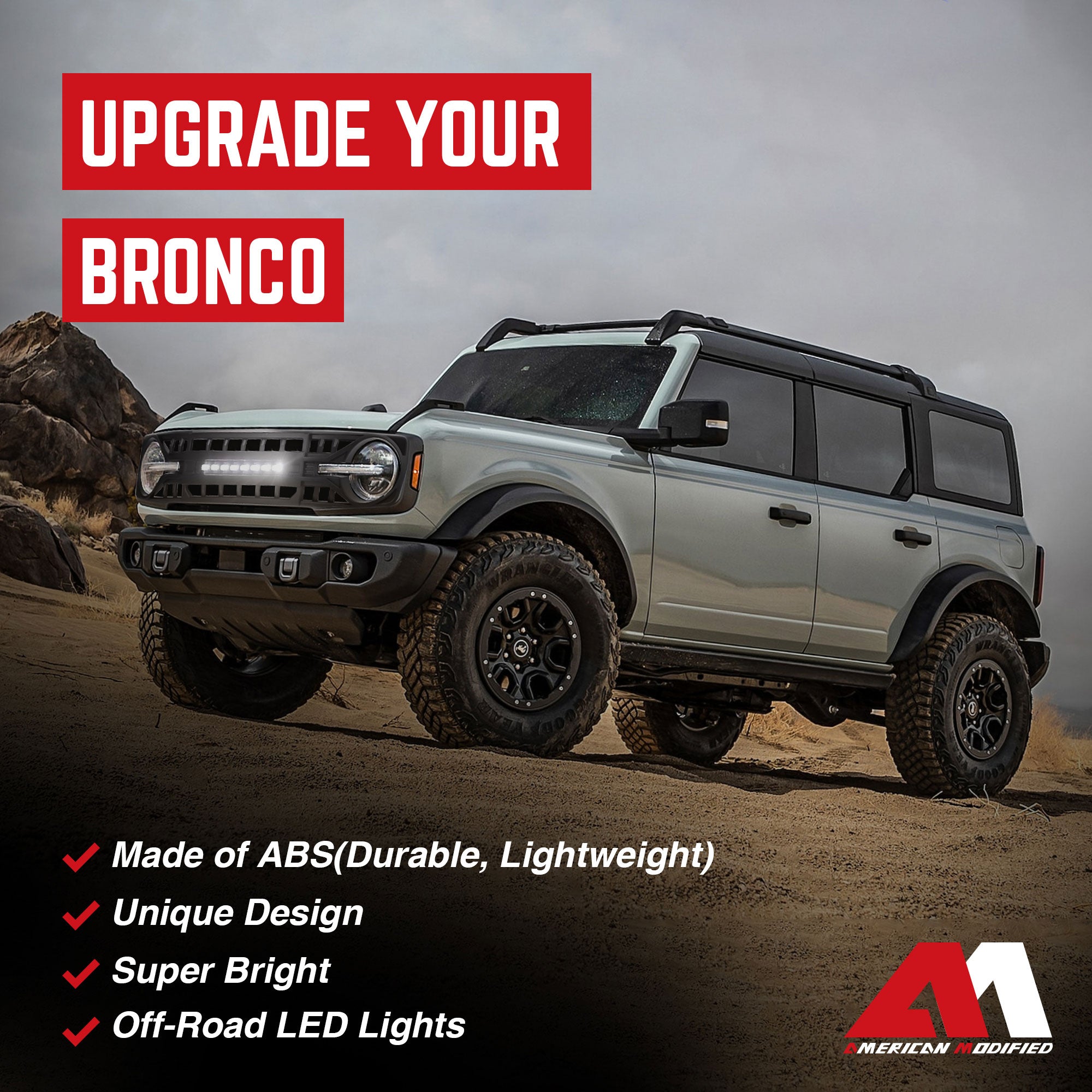 AMERICAN MODIFIED Armor Grille for 2021-2024 Ford Bronco with Off-Road Lights