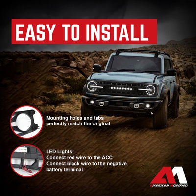 AMERICAN MODIFIED Armor Grille for 2021-2024 Ford Bronco with Off-Road Lights