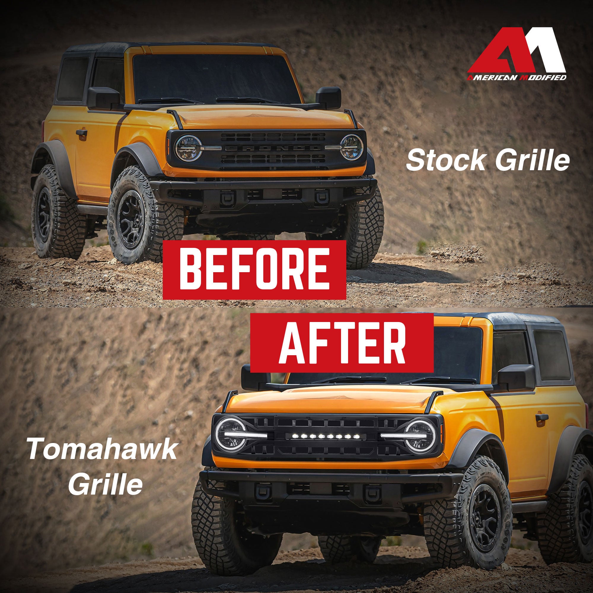 AMERICAN MODIFIED Armor Grille for 2021-2024 Ford Bronco with Off-Road Lights