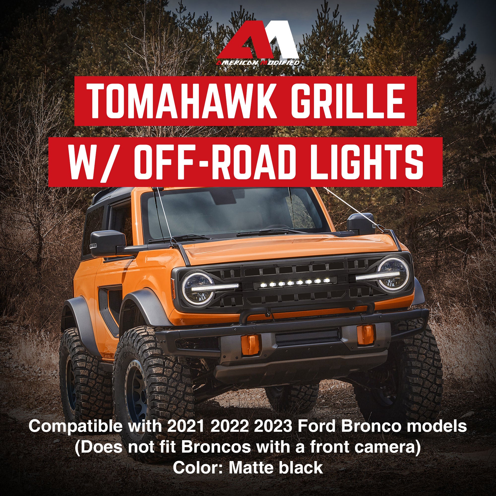 AMERICAN MODIFIED Armor Grille for 2021-2024 Ford Bronco with Off-Road Lights