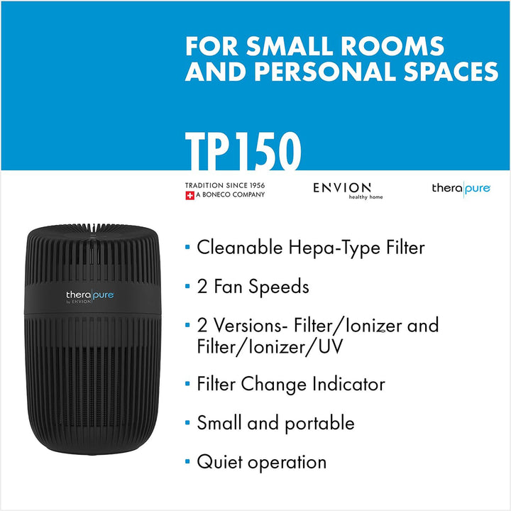 ENVION Therapure Desktop Purifier with UV Light and Cleanable HEPA Type Filter