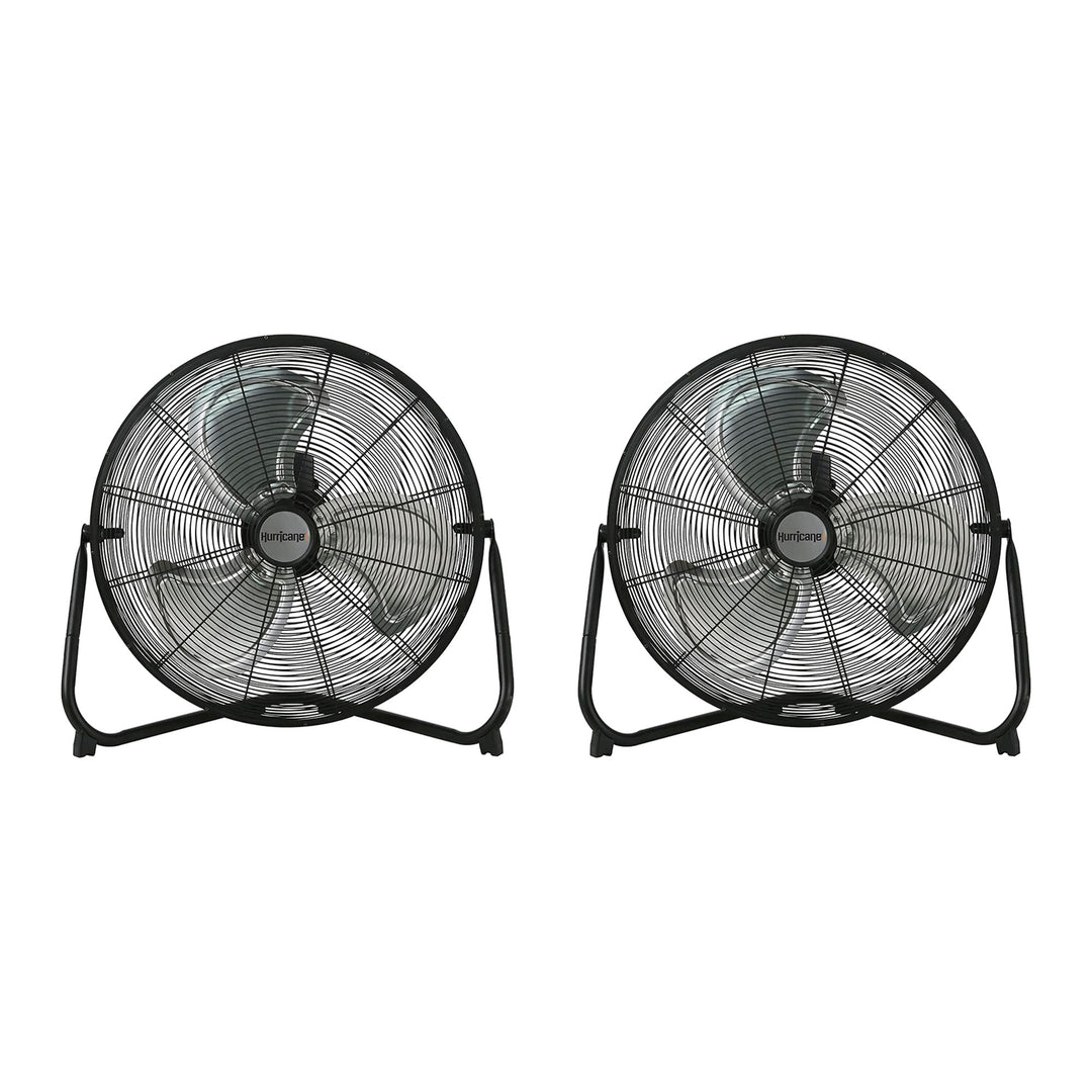 Hurricane Pro 20 Inch 3 Speed High Velocity Metal Floor Fan, Black (2 Pack)