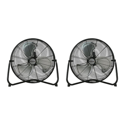 Hurricane Pro 20 Inch 3 Speed High Velocity Metal Floor Fan, Black (2 Pack) - VMInnovations