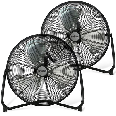 Hurricane Pro 20 Inch 3 Speed High Velocity Metal Floor Fan, Black (2 Pack) - VMInnovations