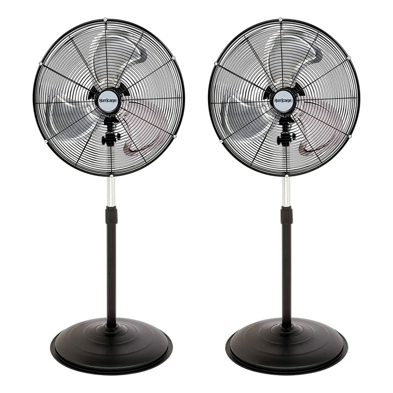 Hurricane Pro Series 20 Inch High Velocity Oscillating Stand Fan, Black (2 Pack)