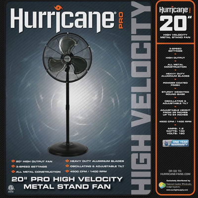 Hurricane Pro Series 20” High Velocity Oscillating Pedestal Stand Fan, 2 Pack