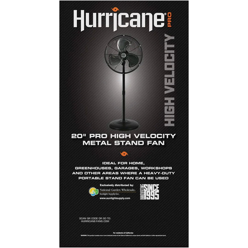 Hurricane Pro Series 20 Inch High Velocity Oscillating Stand Fan, Black (2 Pack)