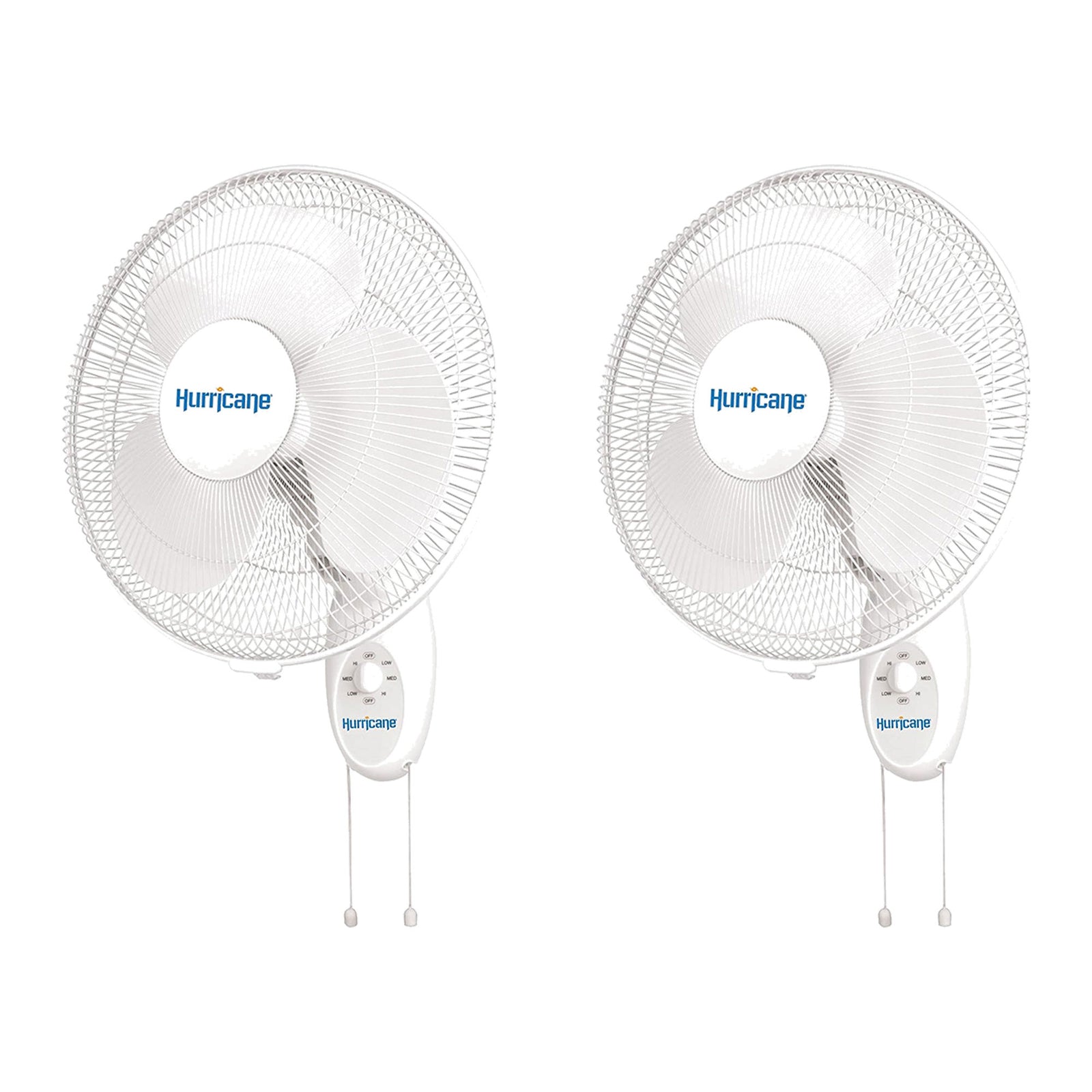 Hurricane Supreme 16 Inch 90 Degree Oscillating 3 Speed Wall Fan, White (2 Pack) - VMInnovations