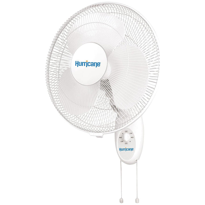 Hurricane Supreme 16 Inch 90 Degree Oscillating 3 Speed Wall Fan, White (2 Pack)