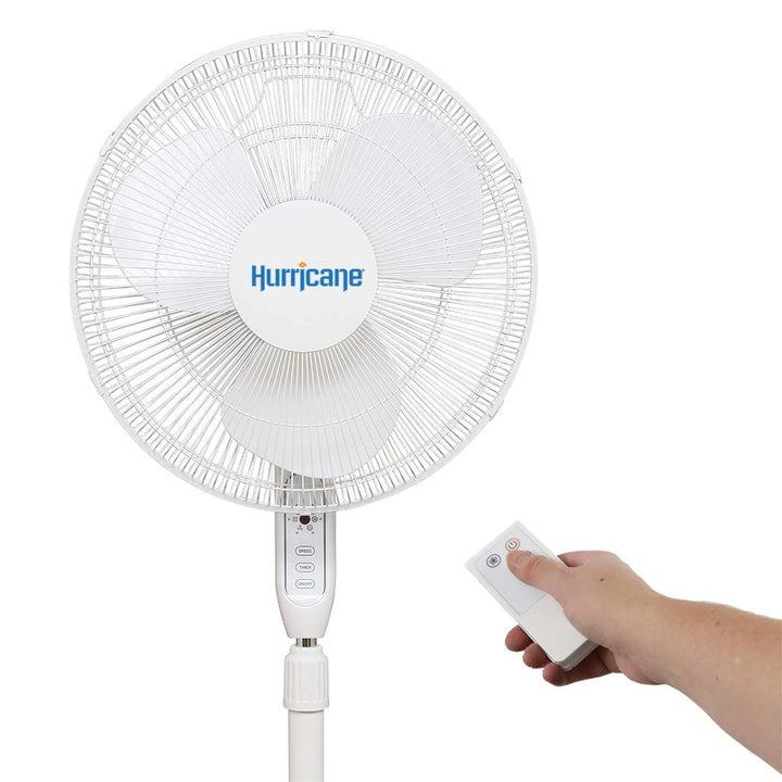 Hurricane Supreme 16 Inch 3 Speed Oscillating Stand Pedestal Fan, 2-Pack, White