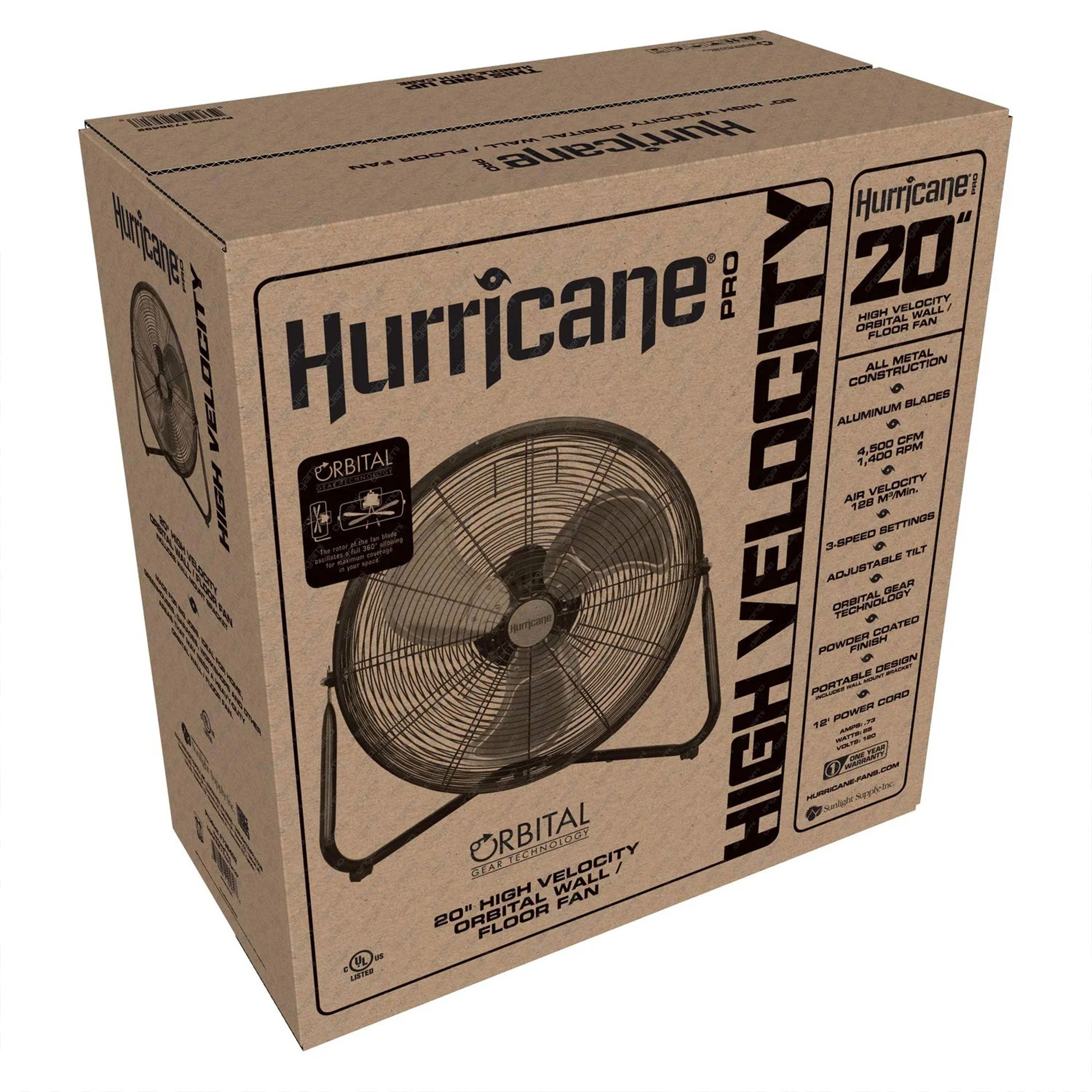 Hurricane Pro Series 20" High Velocity Metal Orbital Floor Fan, Black (2 Pack) - VMInnovations