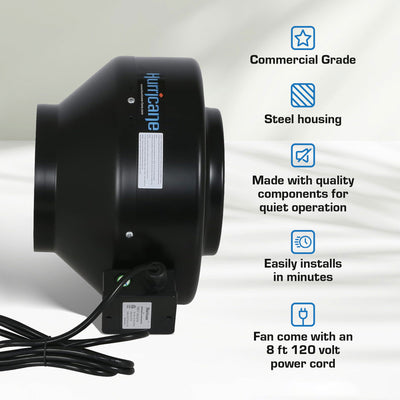 Hurricane 8" Commercial Grade Inline Wall Fan For HVAC & Ventilation (2 Pack) - VMInnovations