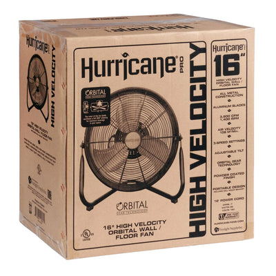 Hurricane Pro Series 16" High Velocity Metal Orbital Floor Fan, Black (2 Pack)