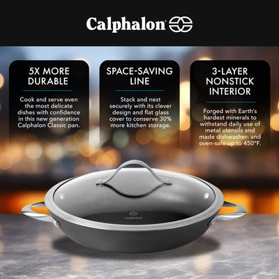 Calphalon Premier Space Saving 12 Inch Hard Anodized Nonstick Everyday Pan w/Lid