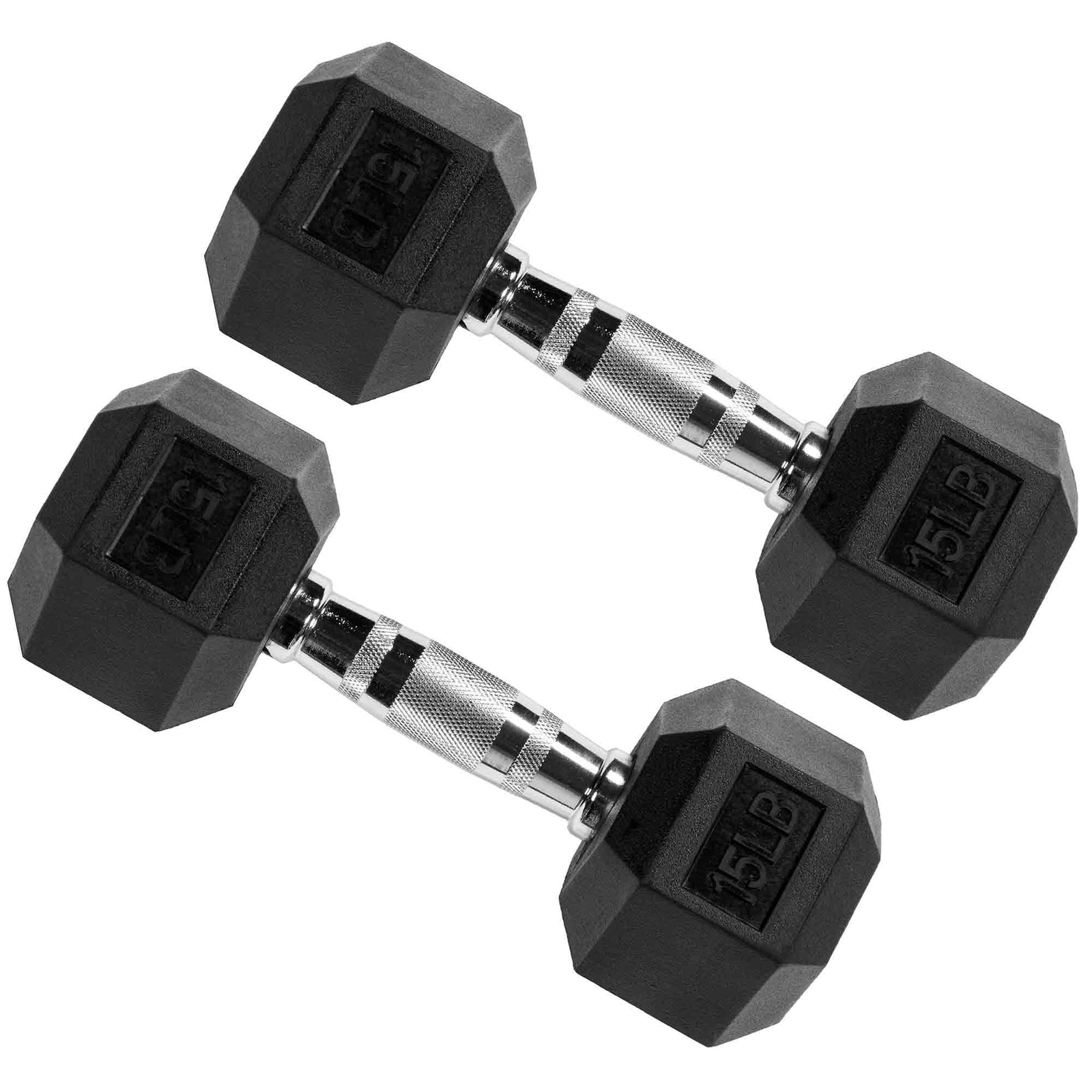Signature Fitness Hex Dumbbells Strength Training Workout Equipment Set, 15 lbs - VMInnovations