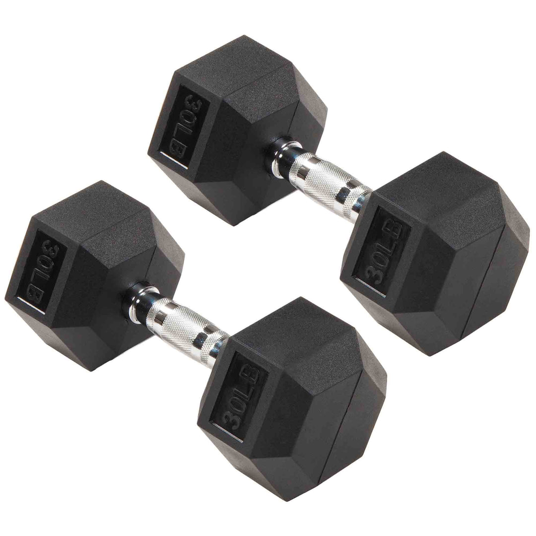 Signature Fitness Hex Dumbbells Strength Training Workout Set, 30 lbs (Used)