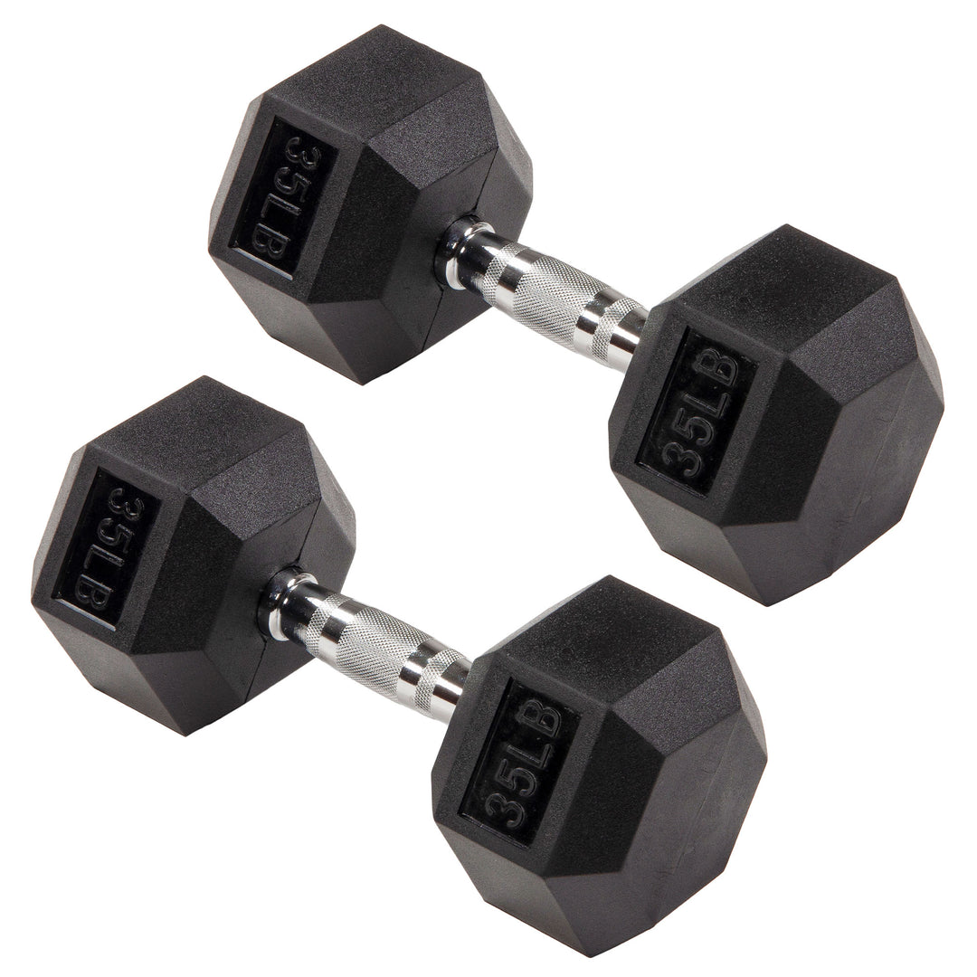 Signature Fitness Hex Dumbbells Strength Training Workout Equipment Set, 35 lbs