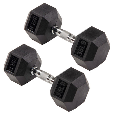 Signature Fitness Hex Dumbbells Strength Training Workout Equipment, 35lbs(Used)