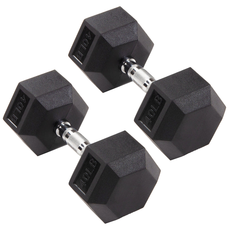 Signature Fitness Hex Dumbbells Strength Training Workout Set, 40 lbs (Open Box)